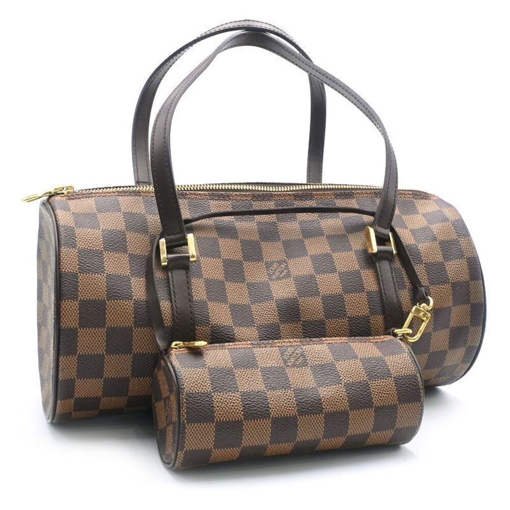 Louis Vuitton Papillon Damier Drum Bag Pouch Canvas Leather Ebene Brown